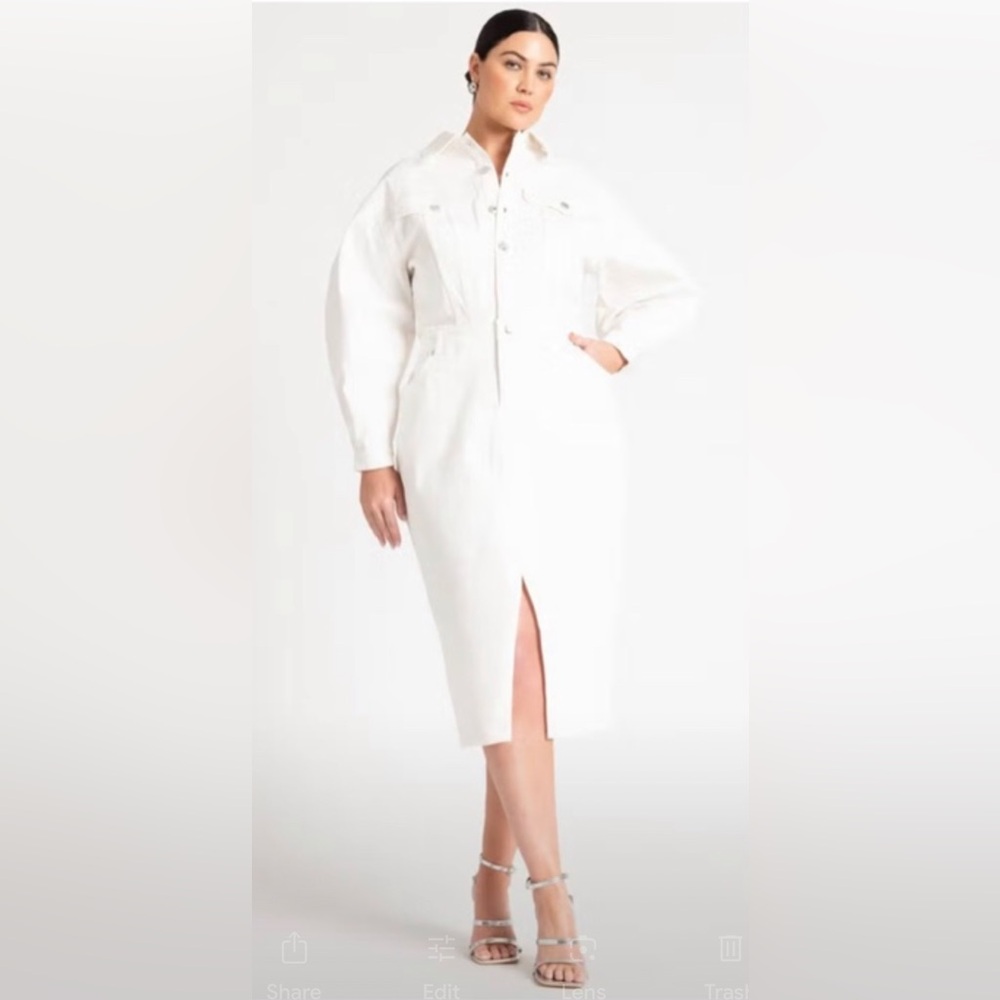 New Eloquii Elegant  White Jean Dress Plus size  24 🌸🌹🌺 BG 03